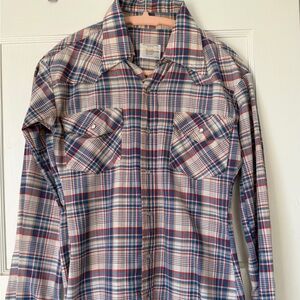 Vintage Pearl Snap Plaid Shirt - Red, Blue, and White - Big Mac Western Shirt